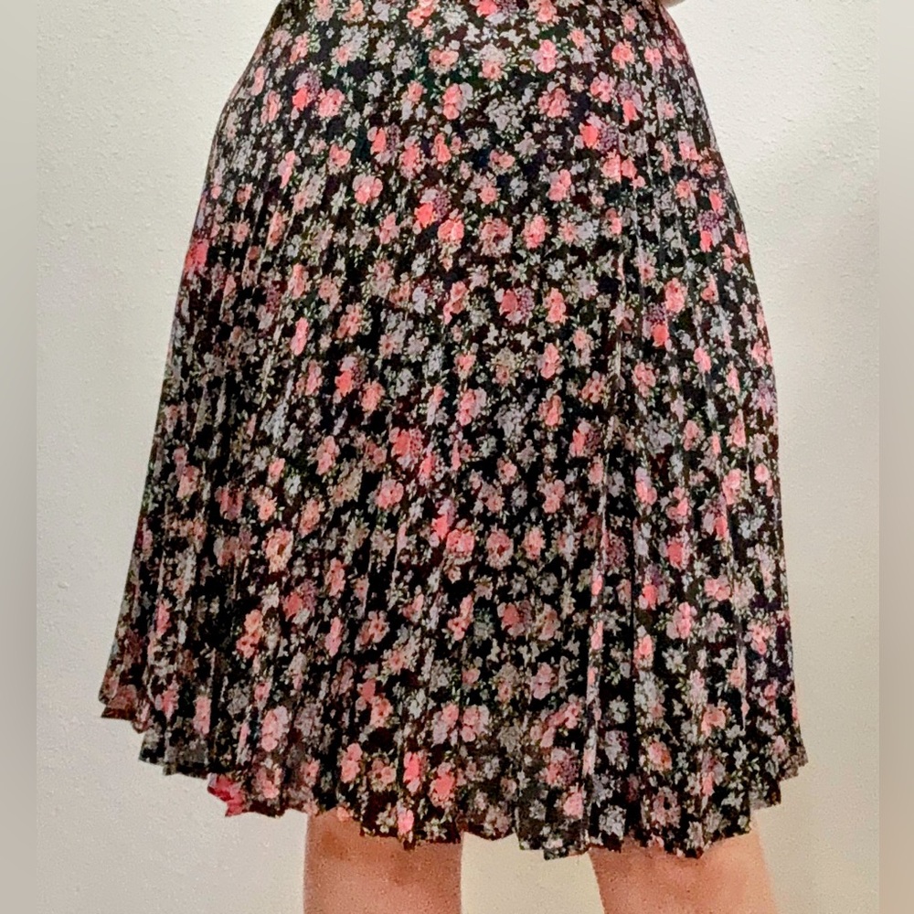 Forever 21 Black Floral Midi Skirt Cottagecore Boho Romantic
